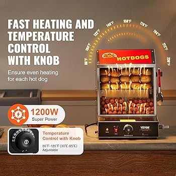 Amazon.com: VEVOR Hot Dog Steamer, 28.5QT, 2-Tier Hot Dog